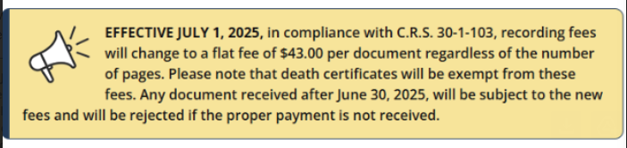 Image announcing new recording fees effective July 1, 2025